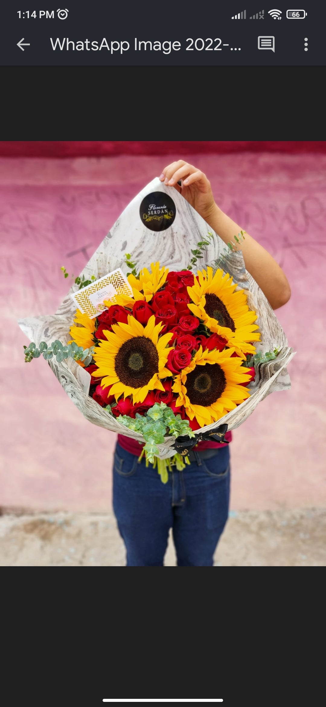 Ramo de 48 rosas con 5 girasoles