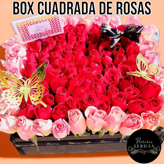 Caja cuadrada de rosas