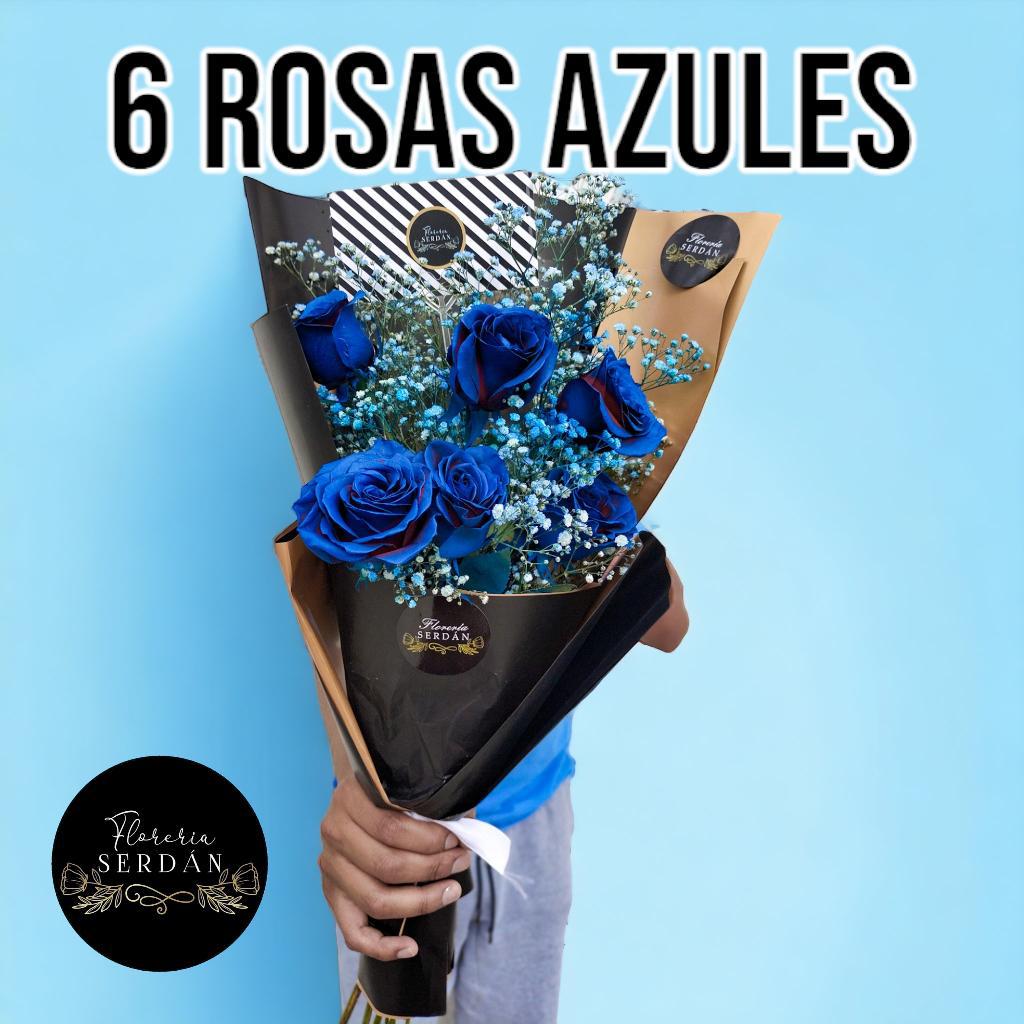 Ramo de 6 rosas azules