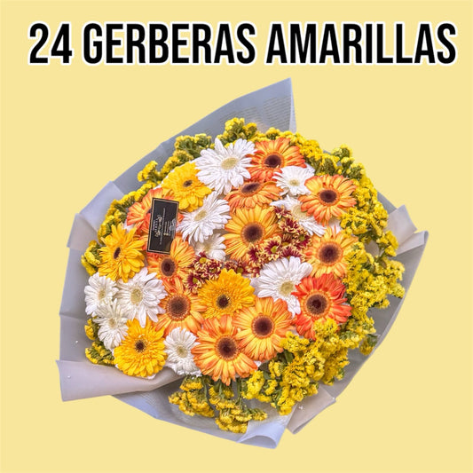 24 gerberas amarillas