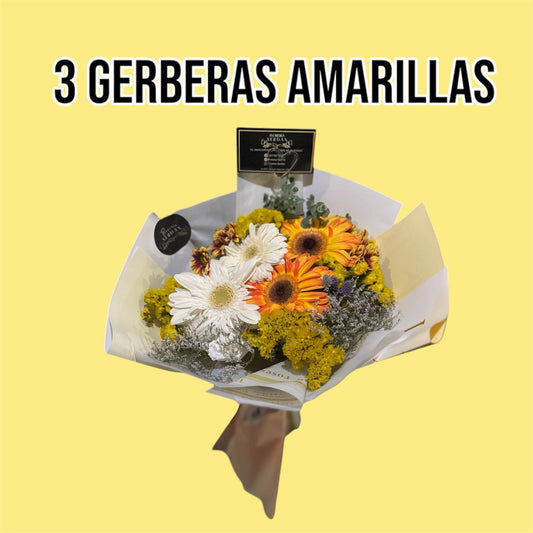 3 gerberas amarillas