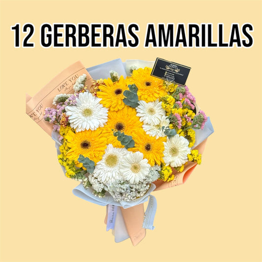 12 gerberas amarillas
