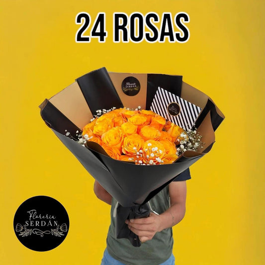 24 rosas amarillas